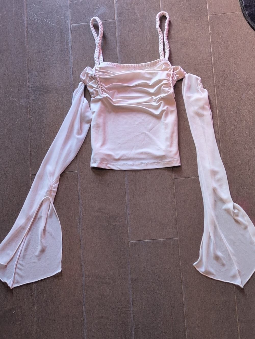White Off-Shoulder Long Sleeve Crop Top